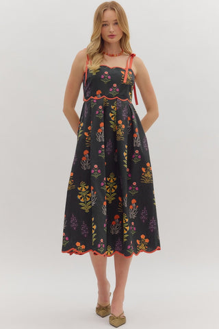 Black floral sundress by Entro