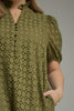 Olive eyelet maxi dress Plus size by Entro