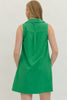 Green sleeveless mini blue trim by Entro
