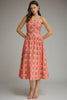 Coral and brown check print dress by Entro