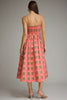 Coral and brown check print dress by Entro