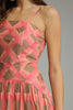 Coral and brown check print dress by Entro