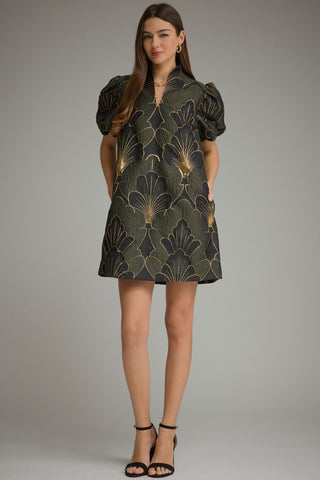 Olive black fan print mini by Entro