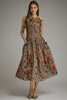 Camel floral strapless midi by Entro
