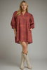 Burgandy orange swirl mini dress by Entro