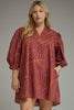 Burgandy orange swirl mini dress by Entro