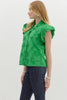 Green flutter sleeve button up by Entro