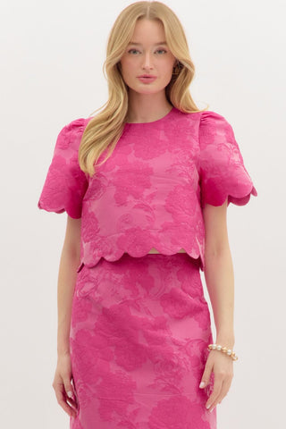 Brocade cropped top magenta by Entro