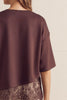 Brown short sleeve top with lace trim by Entro