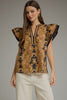 Camel and black print top by Entro