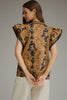 Camel and black print top by Entro