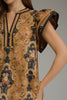 Camel and black print top by Entro