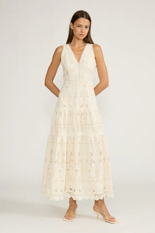 Francia tiered dress cream by Lucy Paris