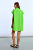 Green Gathered shirt dress by Molly Bracken