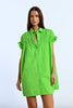 Green Gathered shirt dress by Molly Bracken