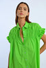 Green Gathered shirt dress by Molly Bracken