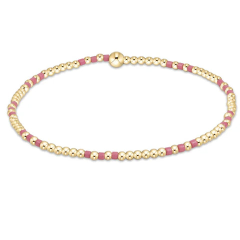Hope joy pattern 2mm bead bracelet bright pink by Enewton