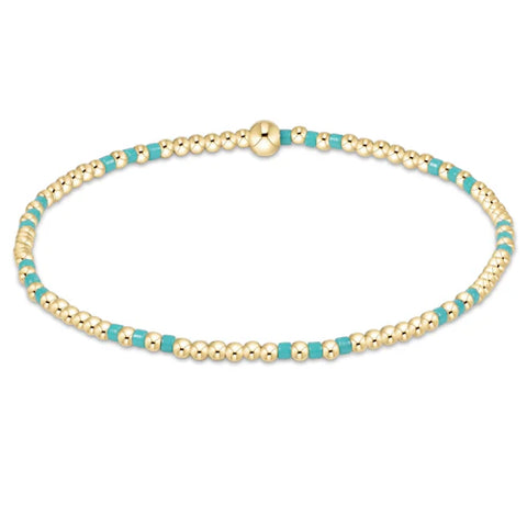 Hope joy pattern 2mm bead bracelet turquoise by Enewton