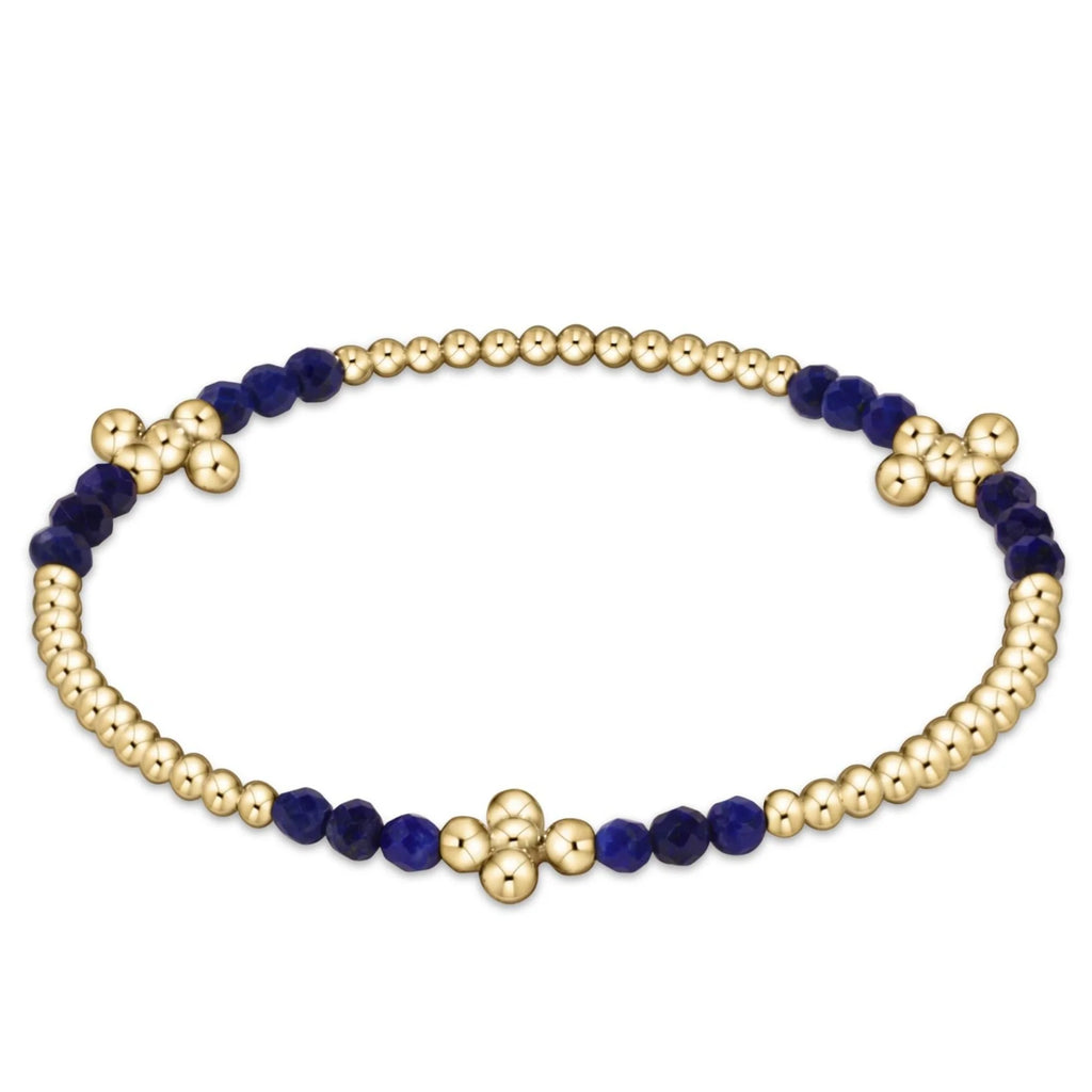 Signature cross gold bliss pattern 2.5mm bead bracelet-lapis by Enewton