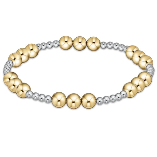 Classic joy pattern 6mm bead bracelet -mixed metal by Enewton