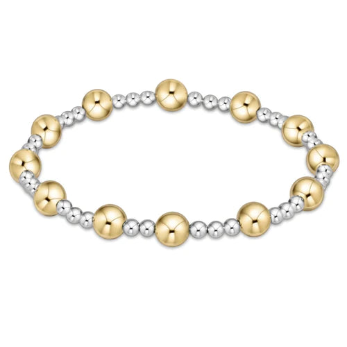 Classic Sincerity pattern 6mm bead bracelet- mixed metal