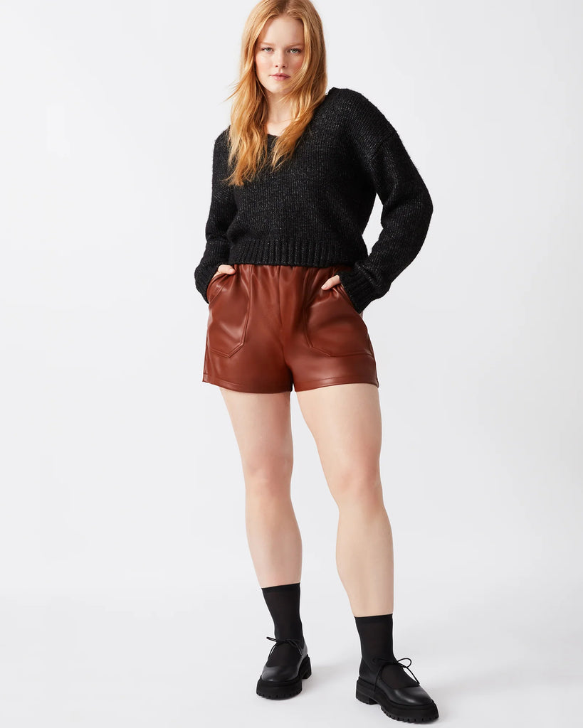 Faux the record shorts in cognac by Steve Madden