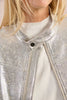 Silver moto jacket by Molly Bracken