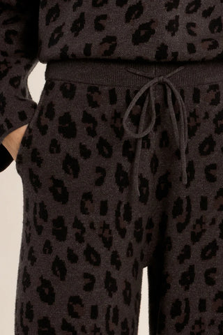 animal print knit wide leg pants charcoal by Molly Bracken