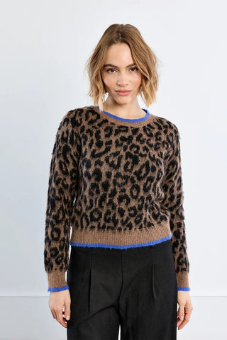 leopard print sweater blue trim by Molly Bracken