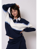 Esther cotton soft knit long sleeve polo perri blue by RD Style