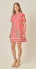Red and white striped shirt dress by English Factory