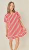 Red and white striped shirt dress by English Factory