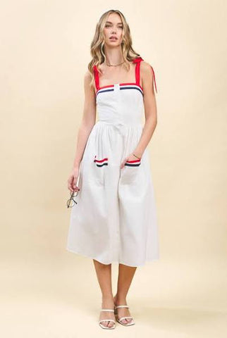 White sundress with red and blue by TCEC