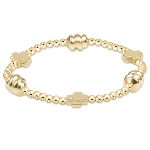 Signature cross admire gold pattern 3mm bead bracelet by: Enewton