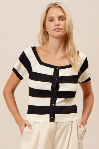 Skipper Striped Top in Black/Cream by Lucy Paris