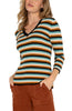 3/4 slv v neck sweater ocean multi stripe by Liverpool