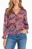 Long sleeve button front top pink multi by Liverpool