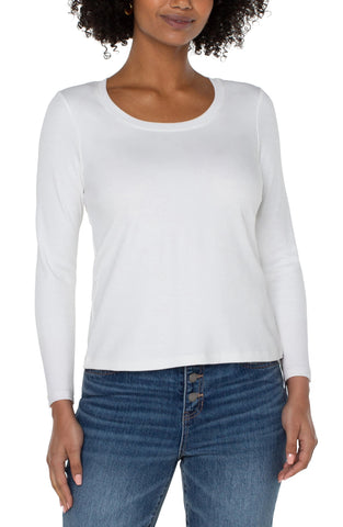 Long sleeve scoop neck tee white by Liverpool