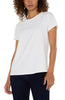 Short Slv Crew Neck Tee with Rib Trim in White by Liverpool