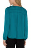 Long sleeve v neck blouse w shirring in malachite by Liverpool