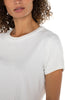 Short Slv Crew Neck Tee with Rib Trim in White by Liverpool