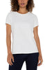 Short Slv Crew Neck Tee with Rib Trim in White by Liverpool